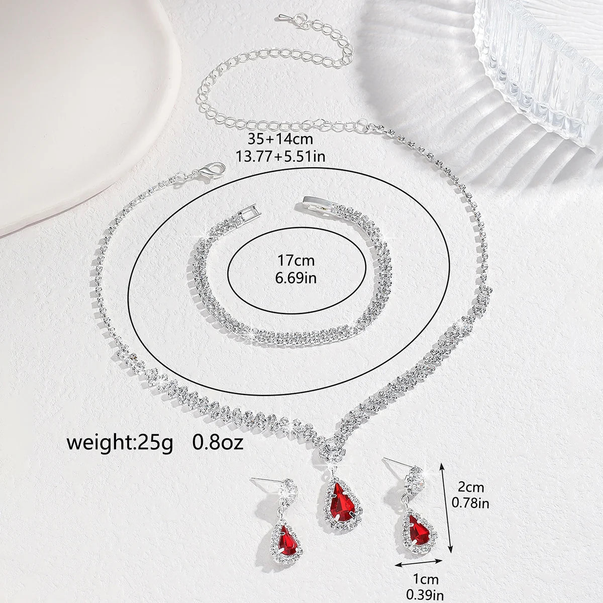 4 Pieces Of Women's Wedding Accessories, Earrings, Necklaces, Bracelets, Bridal Jewelry Sets, Banquet And Party Accessories-2910