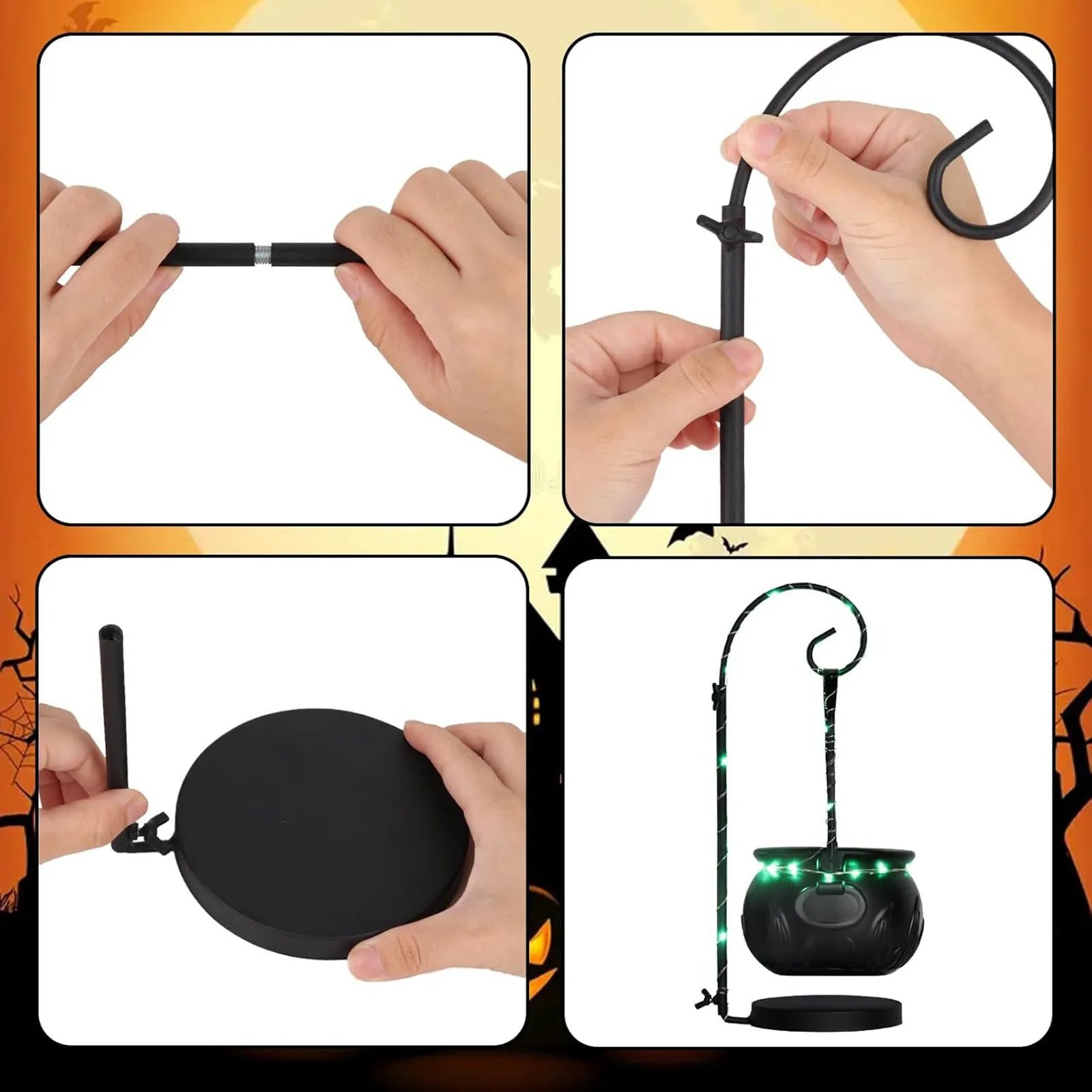 Halloween Decoration Hanging Witch With Light Pot Mist Home Decor Witch Pot Plastic Bowl Decoration Candy Bucket Decoration