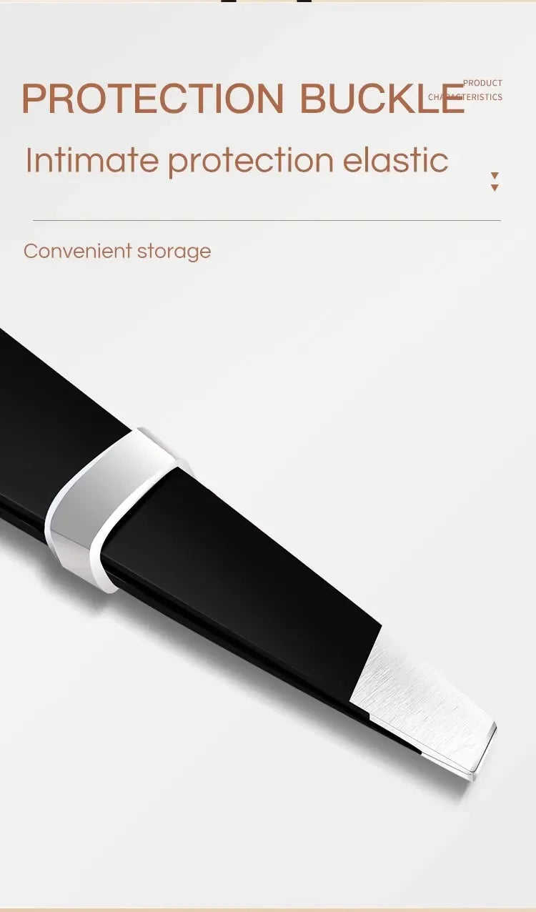 CNK  Wholesale  Stainless Steel Black Eyebrow Tweezer with Slant and Flat Point Beauty Tools for Eyebrows & Ingrown Hair Removal