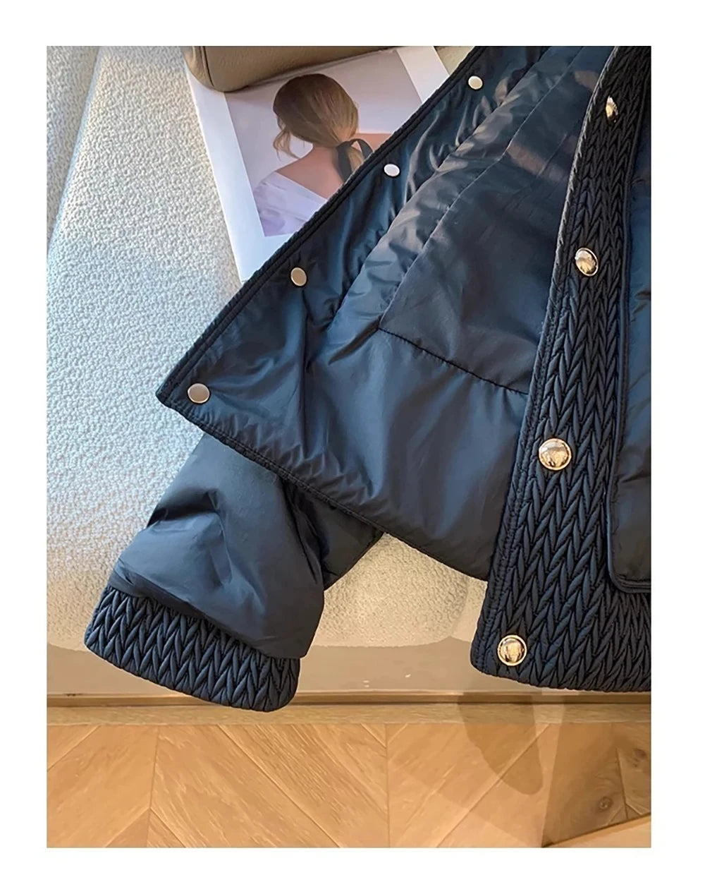 Women Cotton Padded Coats Autumn Winter Lightweight Fashion Turn-down Collar Quilted Jacket Outerwear Female Warm Overcoats