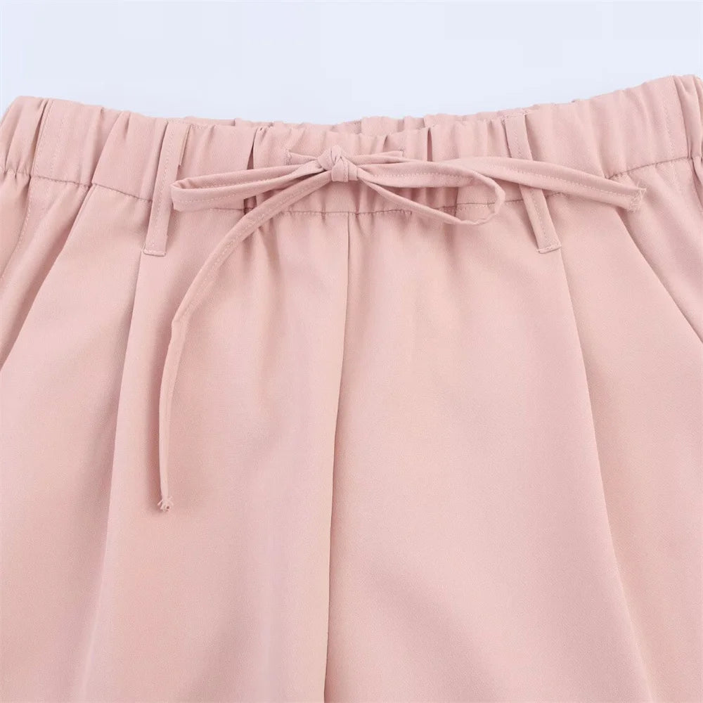 women's summer new fashion casual lapel single breasted decoration suit jacket high waisted lace up suit pants