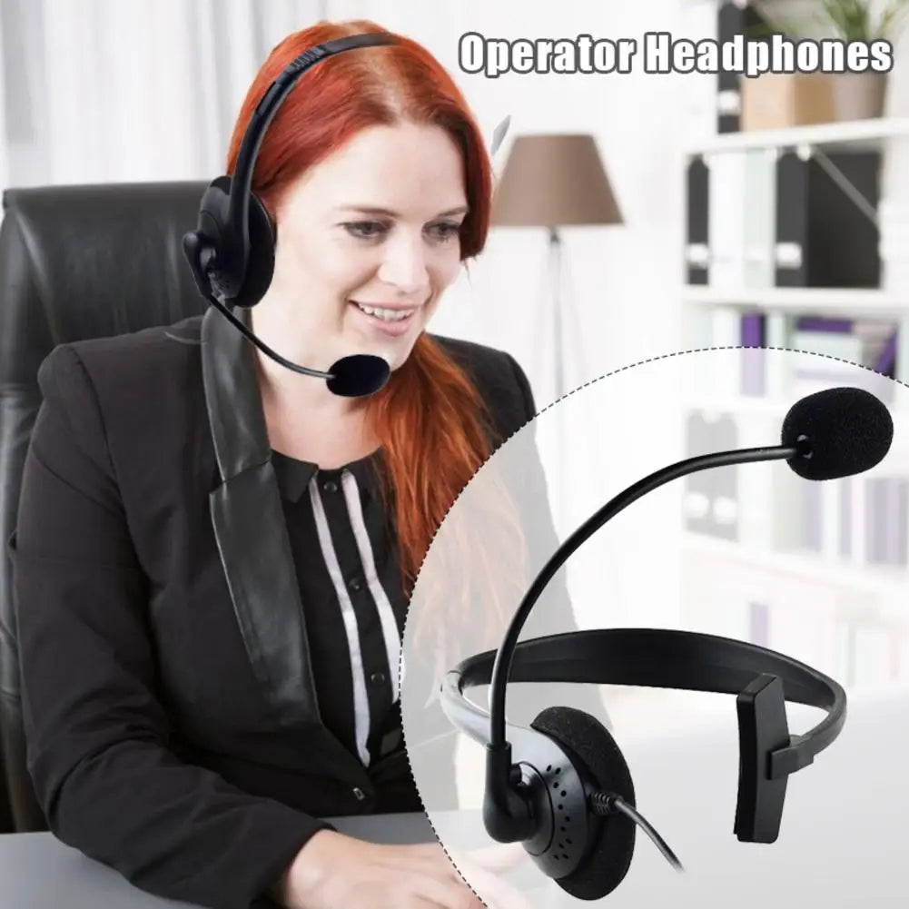 Operator Headphones Head-mounted With Noise Canceling Microphone One-ear Telephone Clear Call Headphones Single-Sided Headset