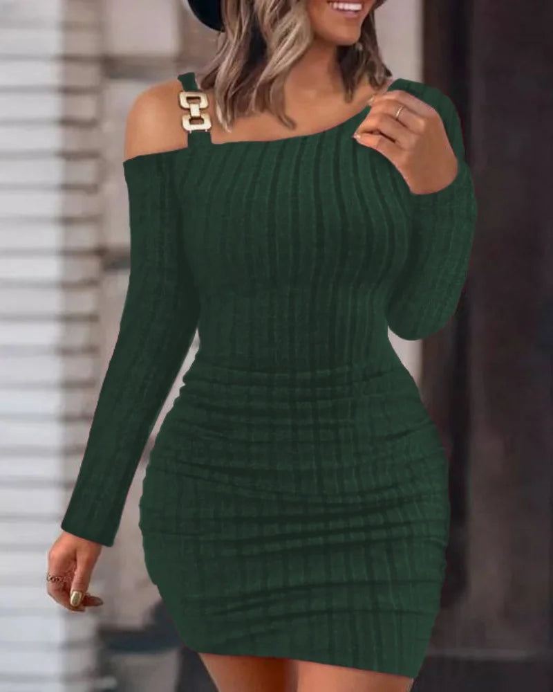 Women Autumn Fashion Bodycon Long Sleeve Dresses For Women Winter Skinny Knitted Vestidaos