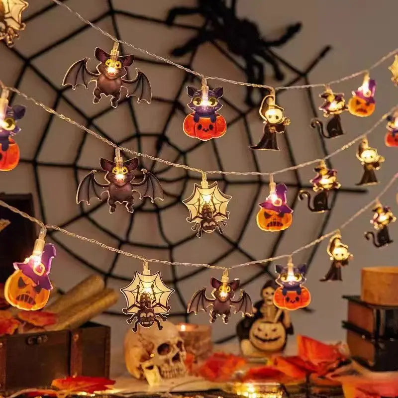 Halloween Decoration LED String Lights,Pumpkin Ghost Spider Web Hanging Lamp,Home Outdoor Lantern Props Party Fairy Lights
