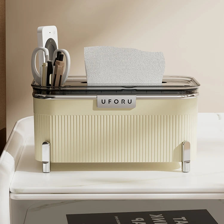 Uforu Desktop Multifunctional Storage Box |   Holds Remote Controls & Small Electronics |   Organizer for Home & Office