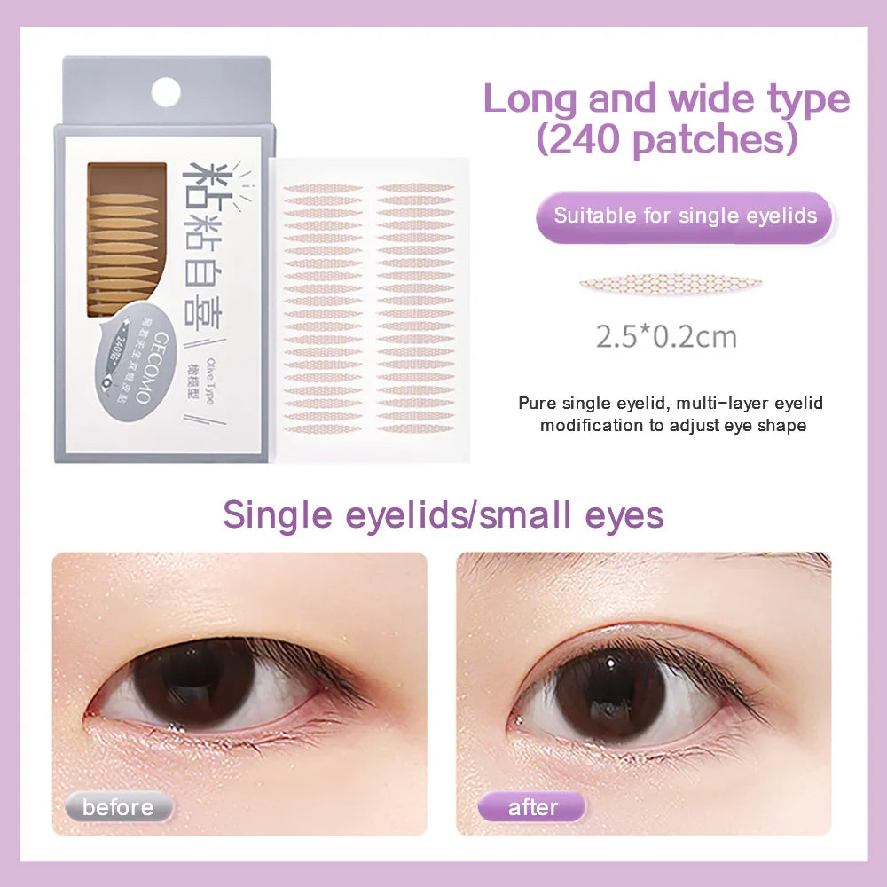 240 PCS Double Eyelid Stickers Natural Invisible And Long-lasting Shaping Big Eye Beauty Tapes For Single  Eyelid Person