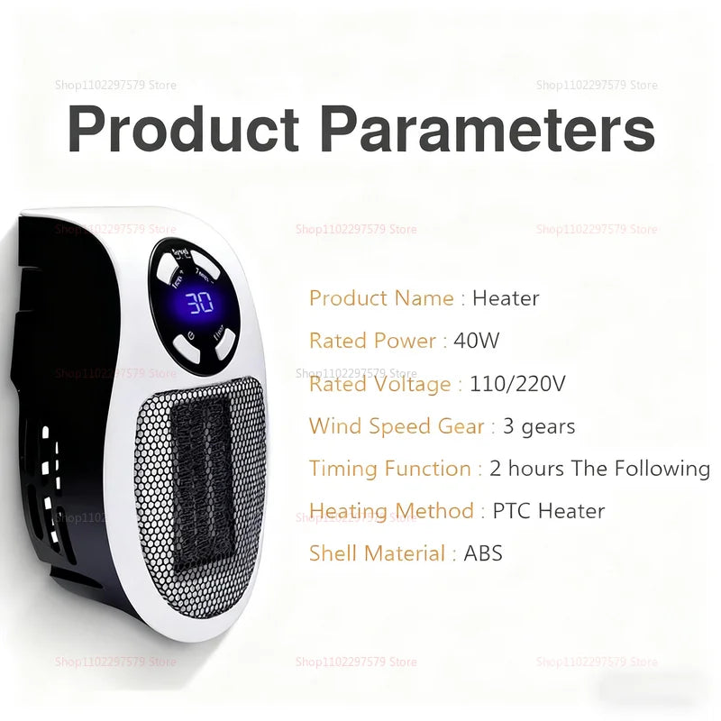 2025 Electric Portable Heater Wall Mounted Room Warmer Compact Warm Air Blower Winter Heating Home Appliance for Indoor Comfort