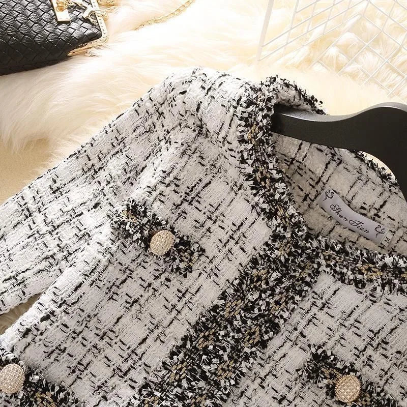 Women's Jacket Women's Jackets Spring new Trendy Ladies Short Joker Temperament Small Fragrant Tweed Coat Tweed Coat Cardigan