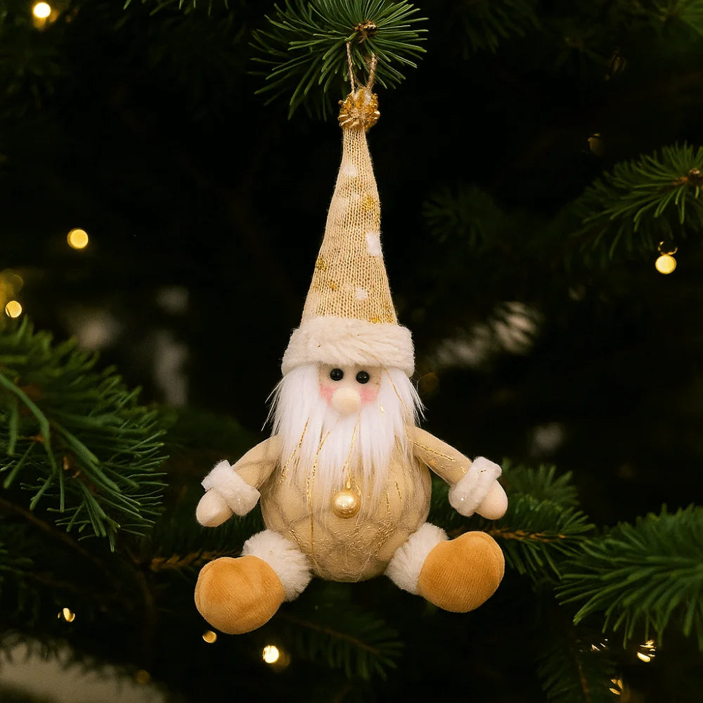 Cute Christmas Tree Pendant Figurine Ornament Elderly Christmas Doll Ornament Snowman Elk Santa Pendant Decor New Year