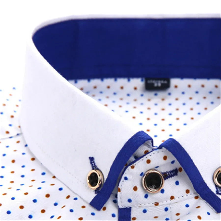 2025 New Printed Men Shirts Long Sleeve Social Business Dress Shirt Casual Slim Fit Man Clothing Button Down Office Wear 5XL