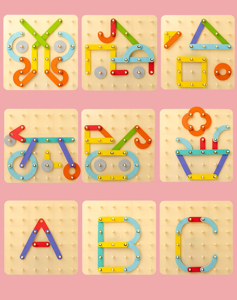 Kid Educational Toys Wooden Peg Puzzle Board for Children Geometric Shape Cognition Brain Games Imagination Development Toys