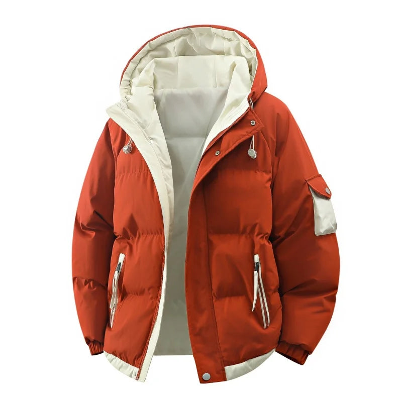 male Outerwear hooded jacket Men's winter loose jacket Cotton coat man fashion  parkas Men windproof thick warm Down Jacket