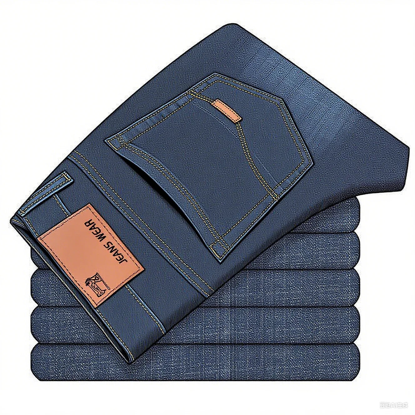 2025 men's fashion business jeans classic style casual elastic slim fit jeans men's denim pants black blue