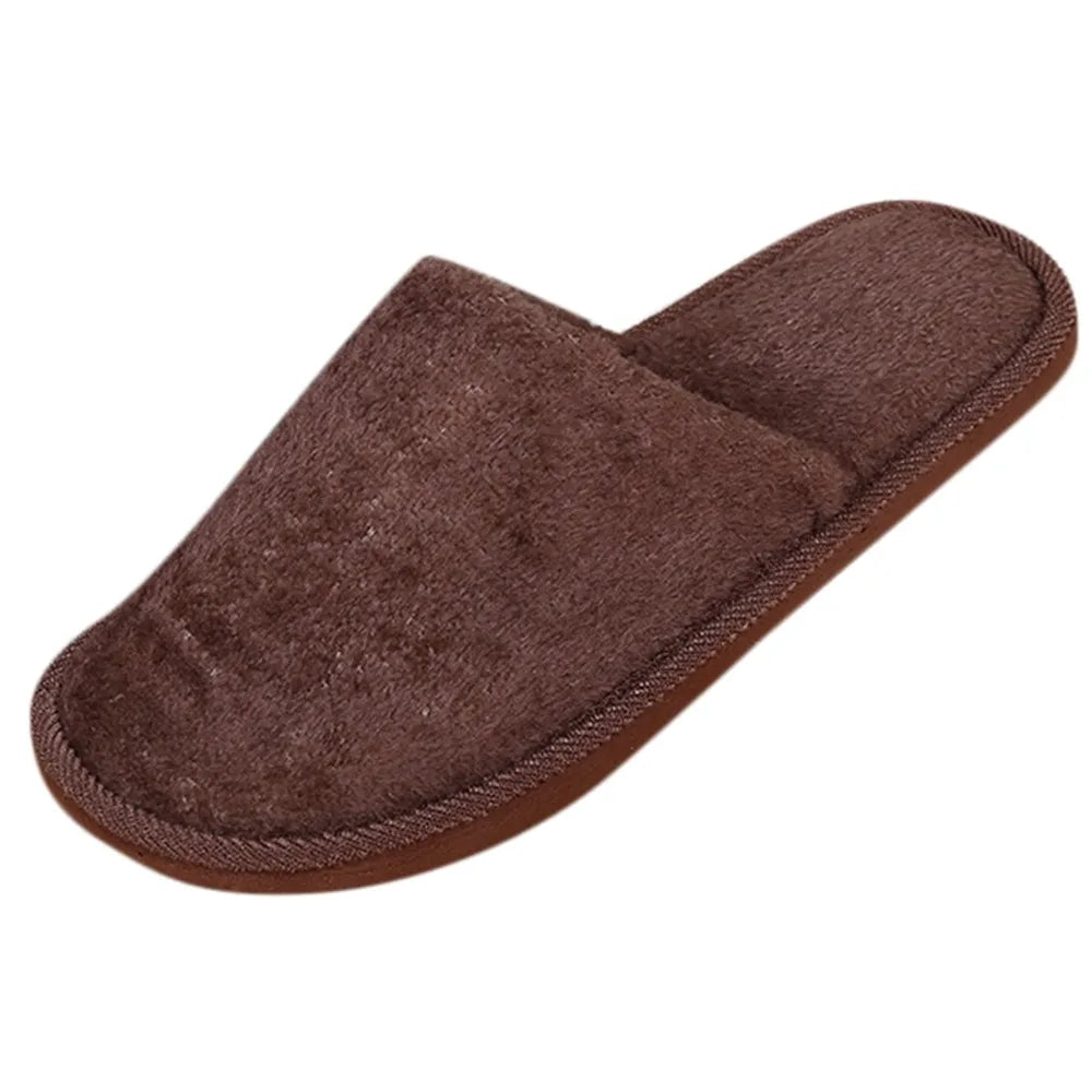 Men's Winter Slippers Warm Bedroom Plush Shoes Home Floor Soft Indoors Thin Velvet Solid Color Non Slip Half Drag Slipper