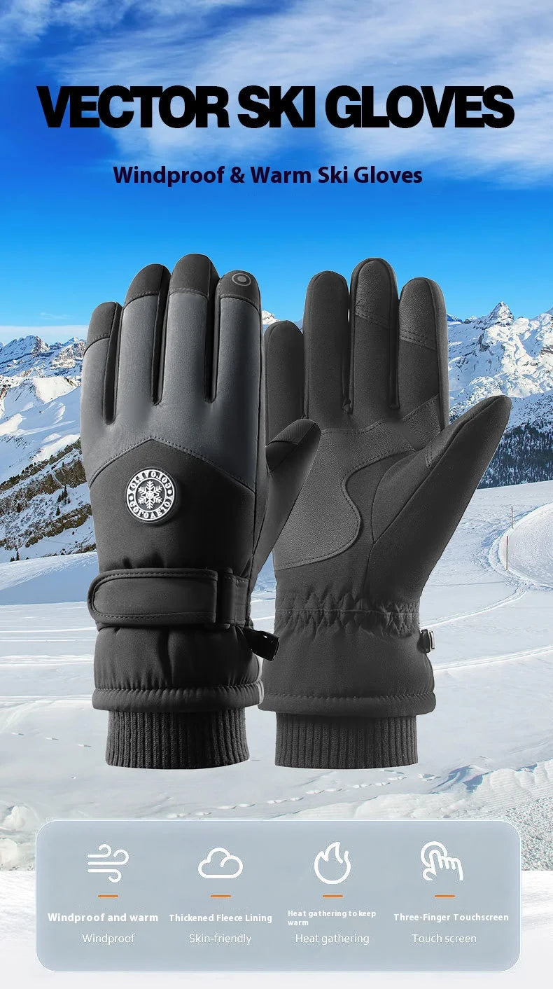 Winter Cycling Gloves Non Slip Touch Ski Gloves Snowboard Accessories Waterproof Pocket Warm Men's and Women's Gloves