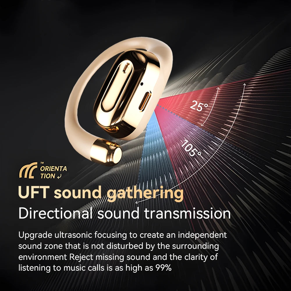 Headphones Plated Digital Stereo Movement Ear-deaf Bone Conduction Wireless Hanging Ear Game Long Battery Life With Mic Earphone