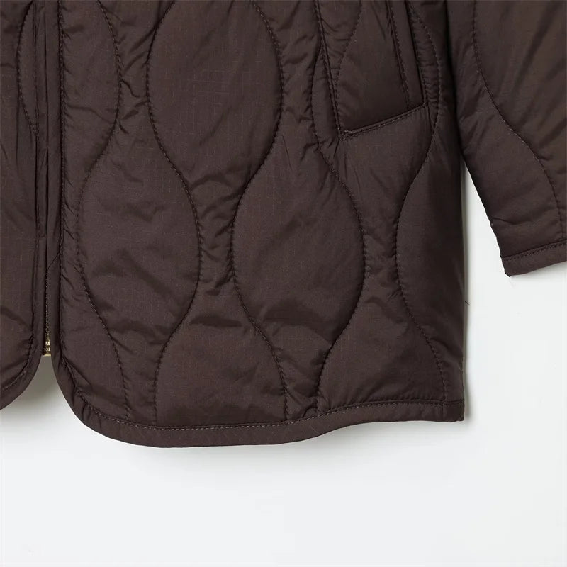 Women's Hooded Belted Quilted Jacket, Warm, Cool, Stylish, Fall, 2025