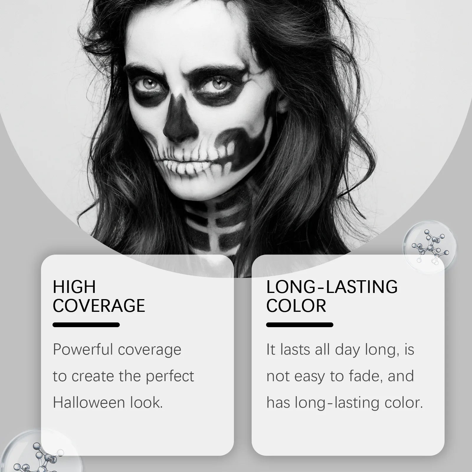 Halloween Black White Eyes Face Body Paint Full Coverage Lighweight Foundation Clown Joker Makeup Waterproof Cream Oil Cosplay