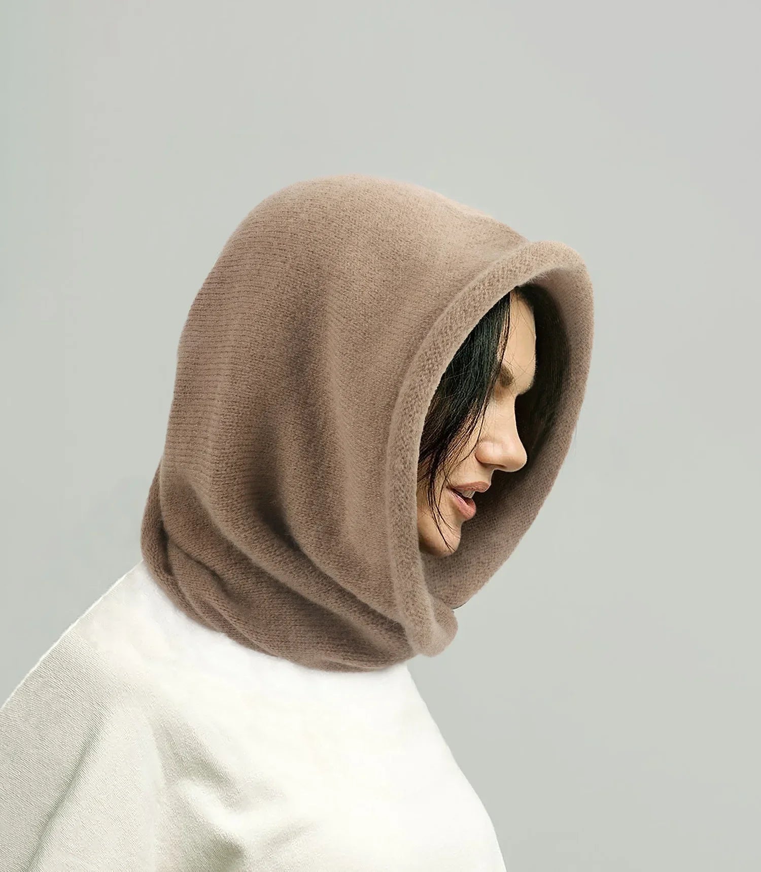 New Winter Balaclava Hat Scarf Combo Women's Fashion Knitted Cap Wrap-around Cashmere Skullies & Beanies