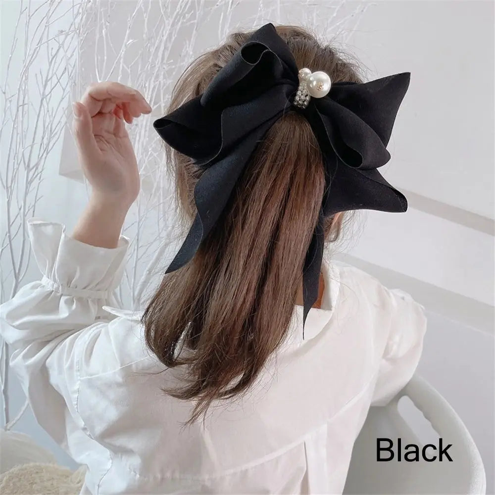 Fashion Girls Women Hair Accessories Headdress Big Bow Ponytail Clips Ribbon Bowknot