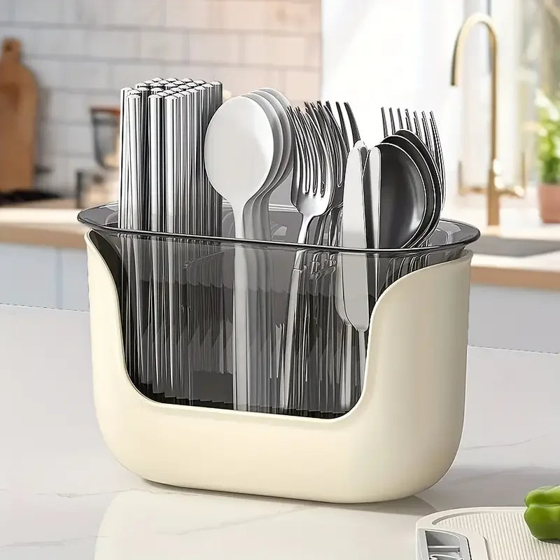 Kitchen Storage Spoon Chopstick Silverware Drying Drain Basket Cutlery Holder 3 Compartment Flatware Caddy Kitchen Accessories