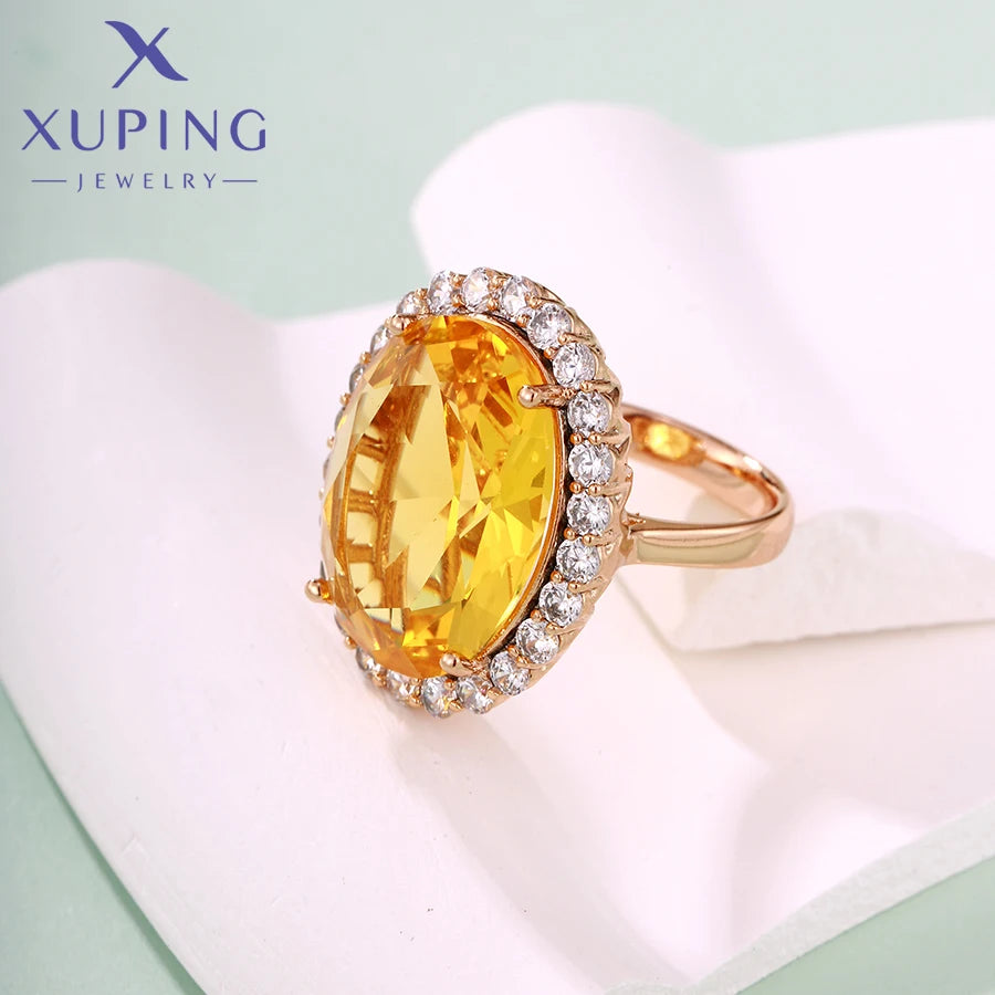 Xuping Jewelry Store Charm Jewellery Copper Alloy Big Stone Women Ring with Gold Color for Party Gift X000440174
