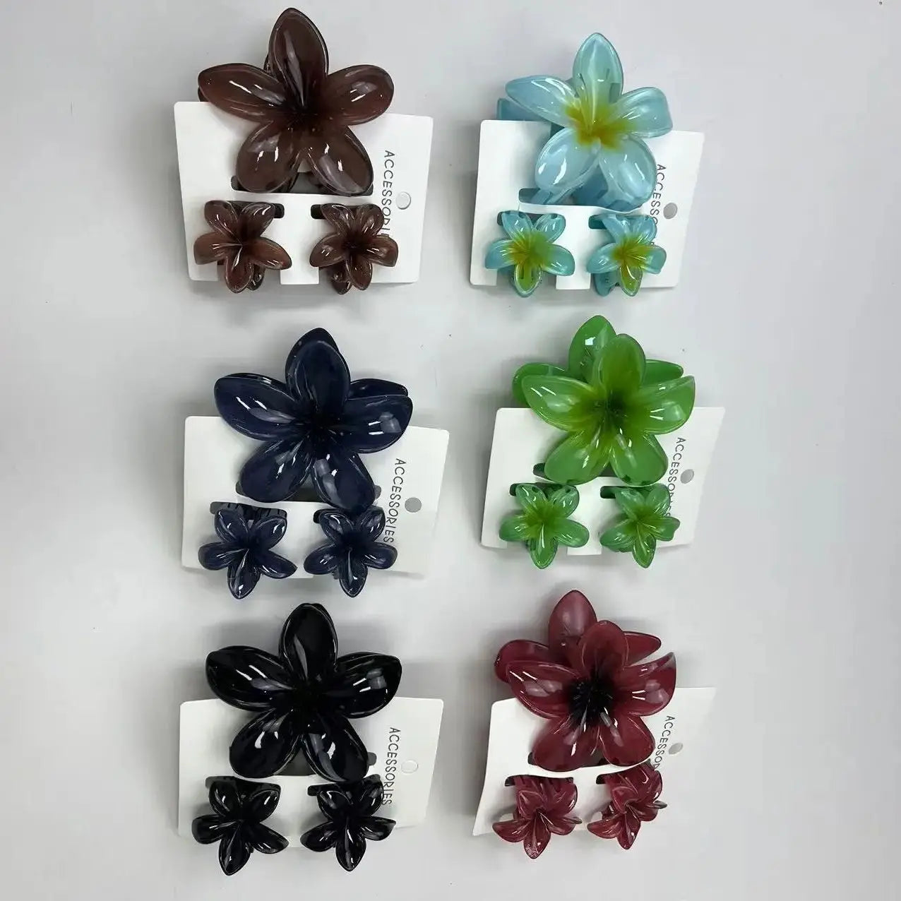 3Pcs/Set Sweet Flower Colroful Gradient Hair Claws Ponytail Cip Clamp Barrettes Hairpins For Women Girl Beach Hair Accessories