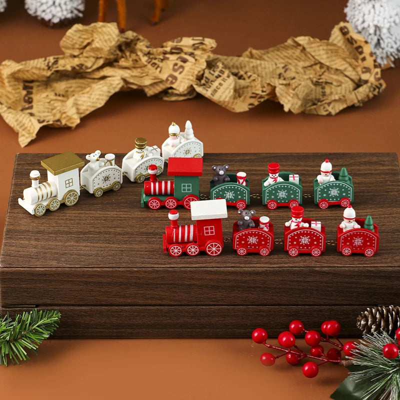 Christmas Decorations 2025 Christmas Wooden Train Xmas Tree Ornament Navidad Noel Home Decor New Year's Eve Decorations Kid Gift