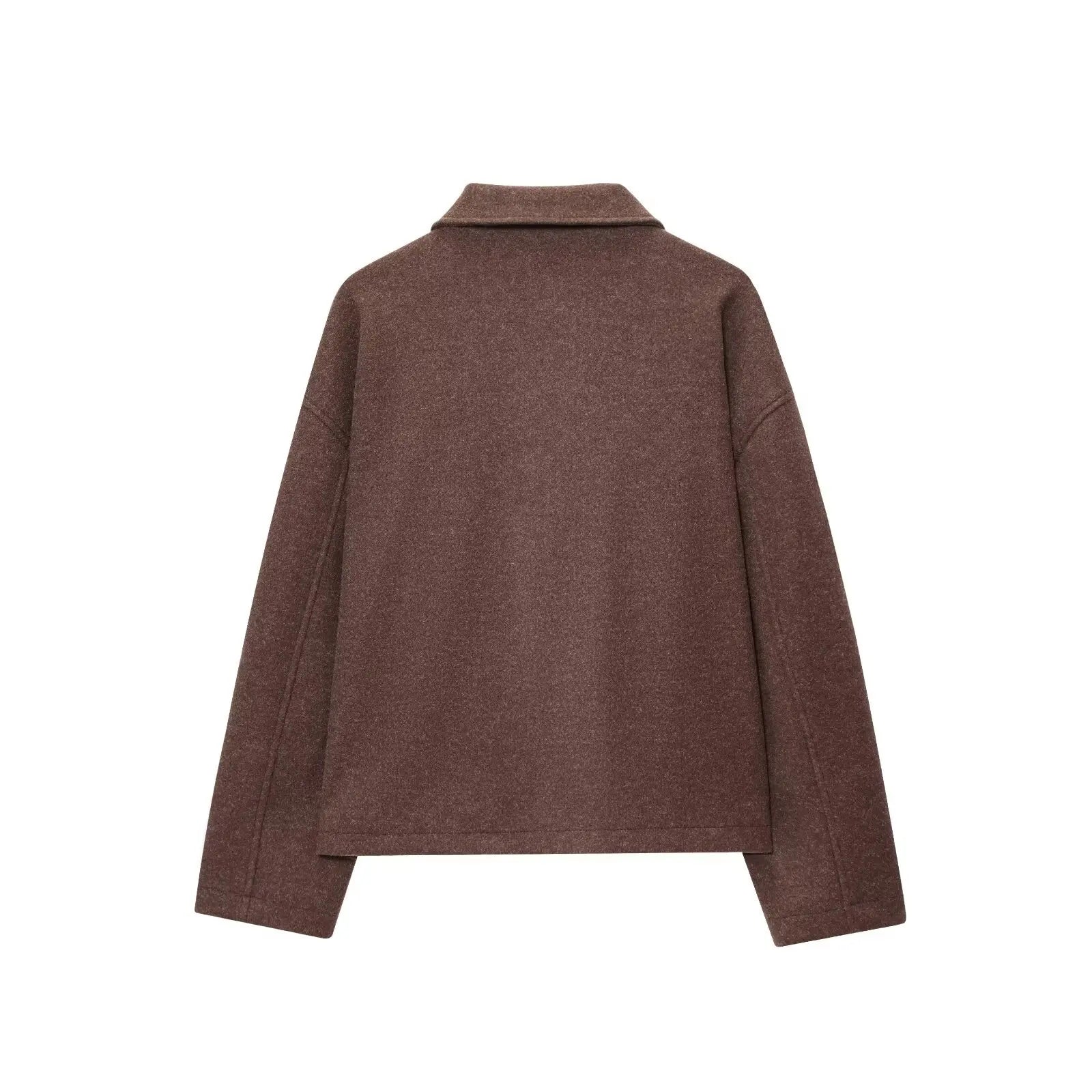 Women's Jacket New Fall Brown Long Sleeve Lapel Woolen Jacket Texture Jacket Casual Fashion Personality Versatile