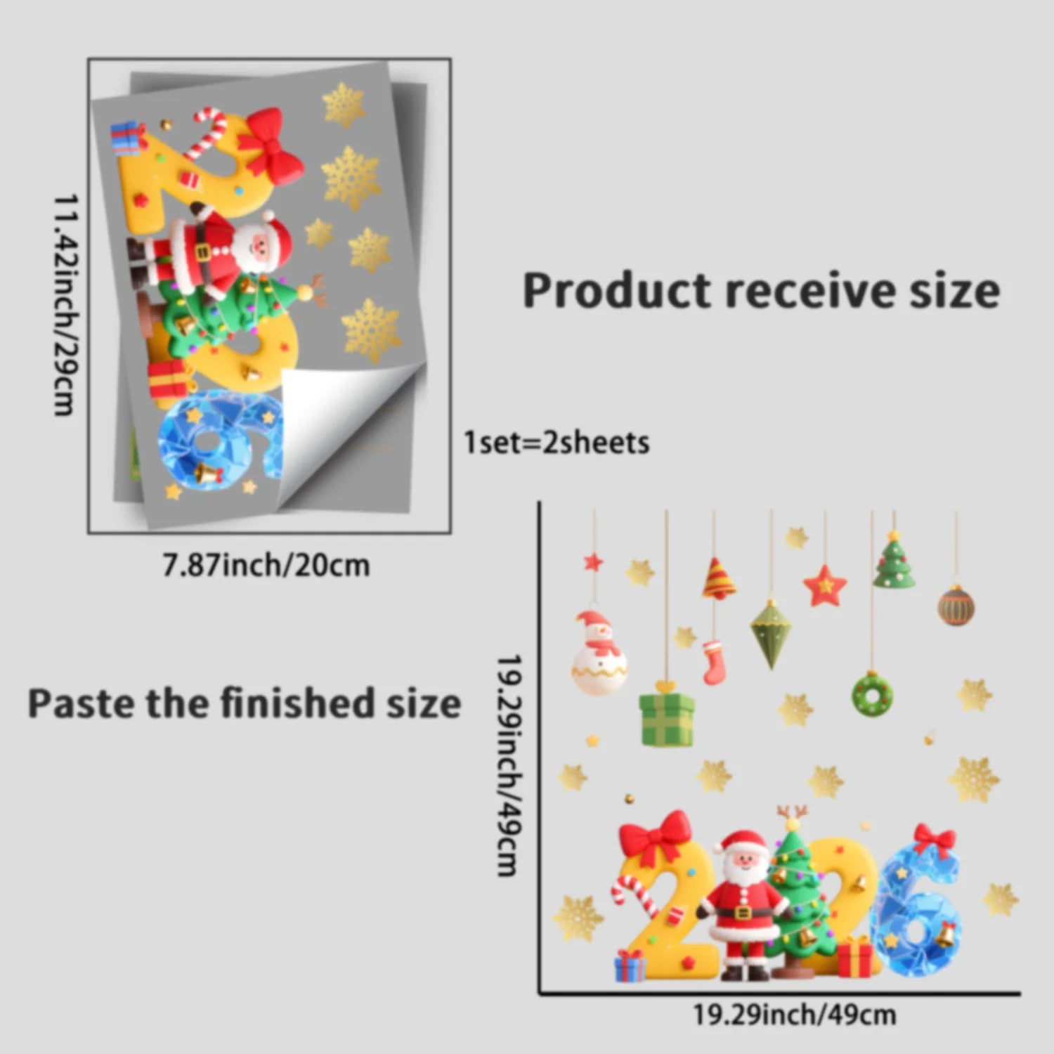 Christmas Glass Stickers Wooden House Pine Nut Sticker Glass Wall Decor Merry Christmas 2025 Stickers Happy New Year 2026