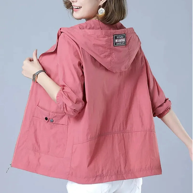 Women's Jacket 2025 New Summer Thin Coat Casual Windbreaker Female Sun Protection Jacket Basic Zipper Coat Tops
