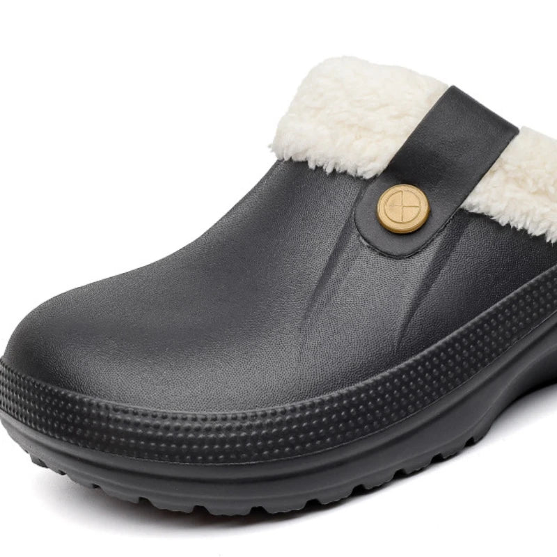 New Indoor Warm Slippers for Women Luxury Garden Shoes Soft Waterproof EVA Plush Slippers Female Clogs Couples Home Cotton Shoes