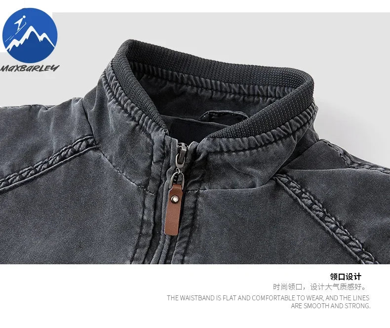 Men Denim Jacket Retro Fashion Cotton Slim Fit Vertical Collar Motorcycle Jackets Autumn 2025 Man Jeans Coats Plus Size Clothes