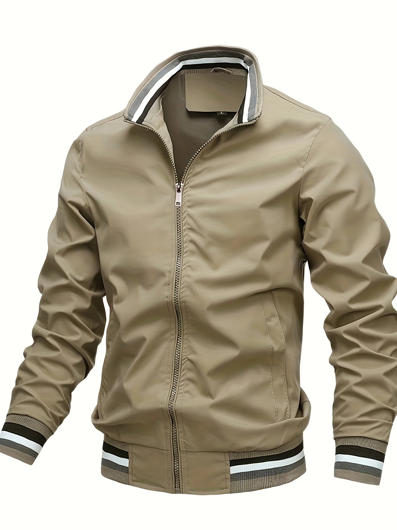 Men's Spring Trendy Stand-Collar Casual Jacket, Simple and Elegant, Highlighting the Charm of a Stylish Man