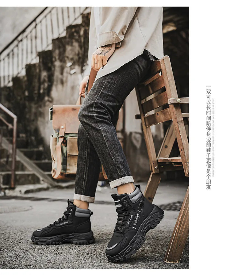 New fashionable and versatile work shoes, men's trendy and versatile thick-soled anti-slip casual boots