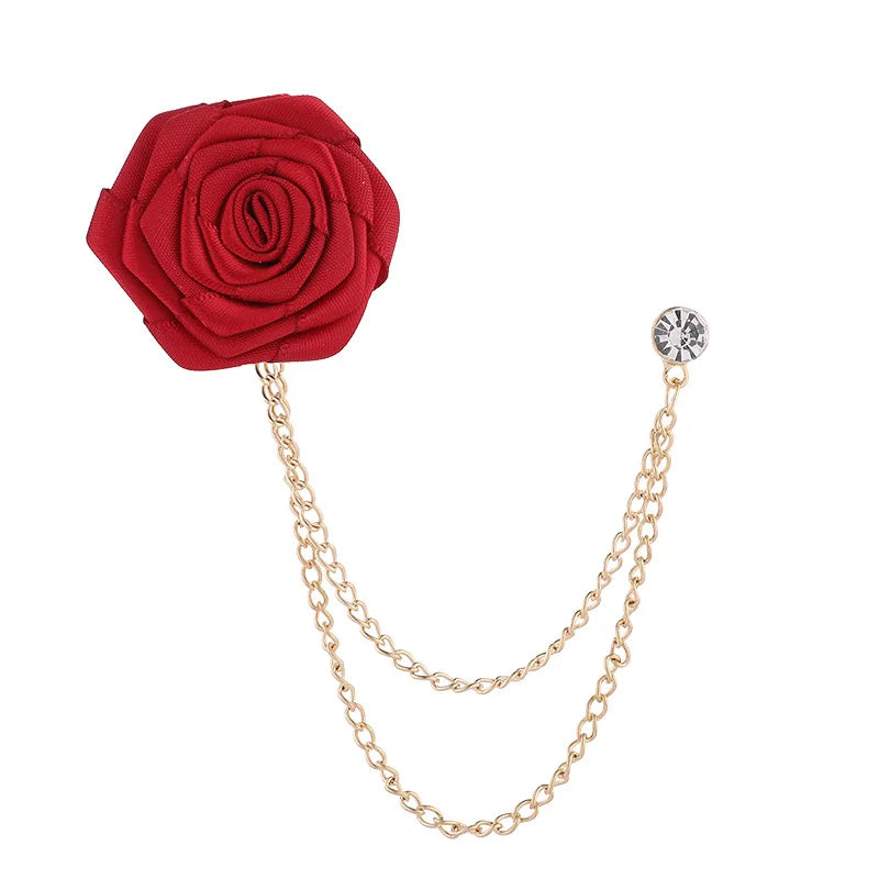 New Men And Women Emcee Pectoral Accessories Suit Accessories Encrypted Rose Brooch Tassel Chain H1305