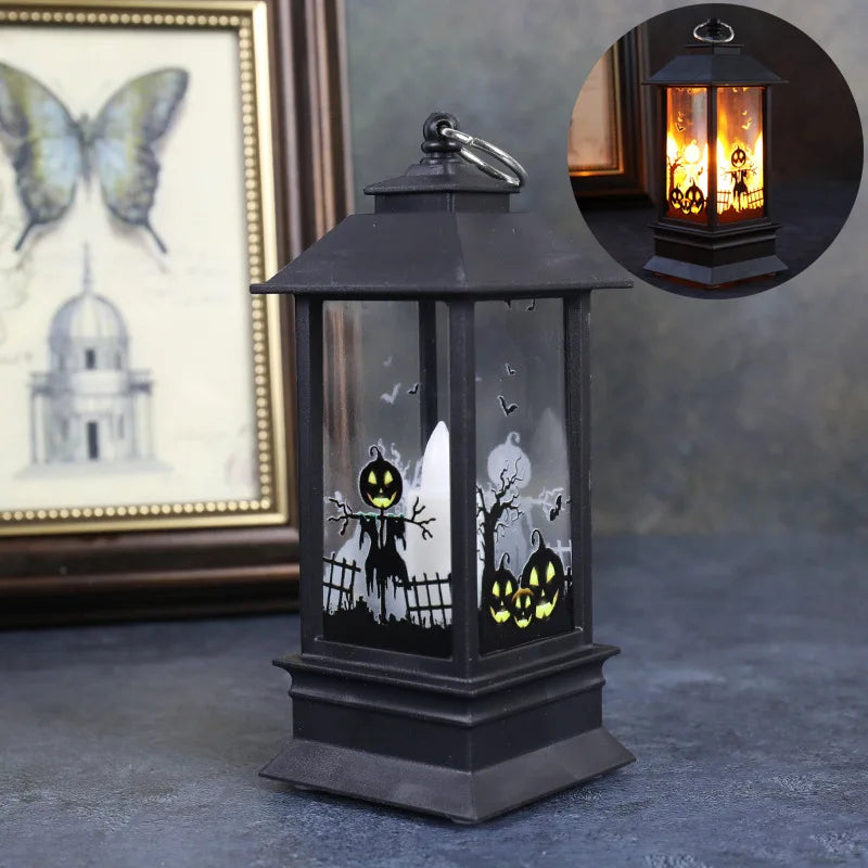 Halloween Decorations Pumpkin Castle LED Decorative Lamp Holiday Party Horror Props Candle Hanging Lantern Bar Garden Home Decor
