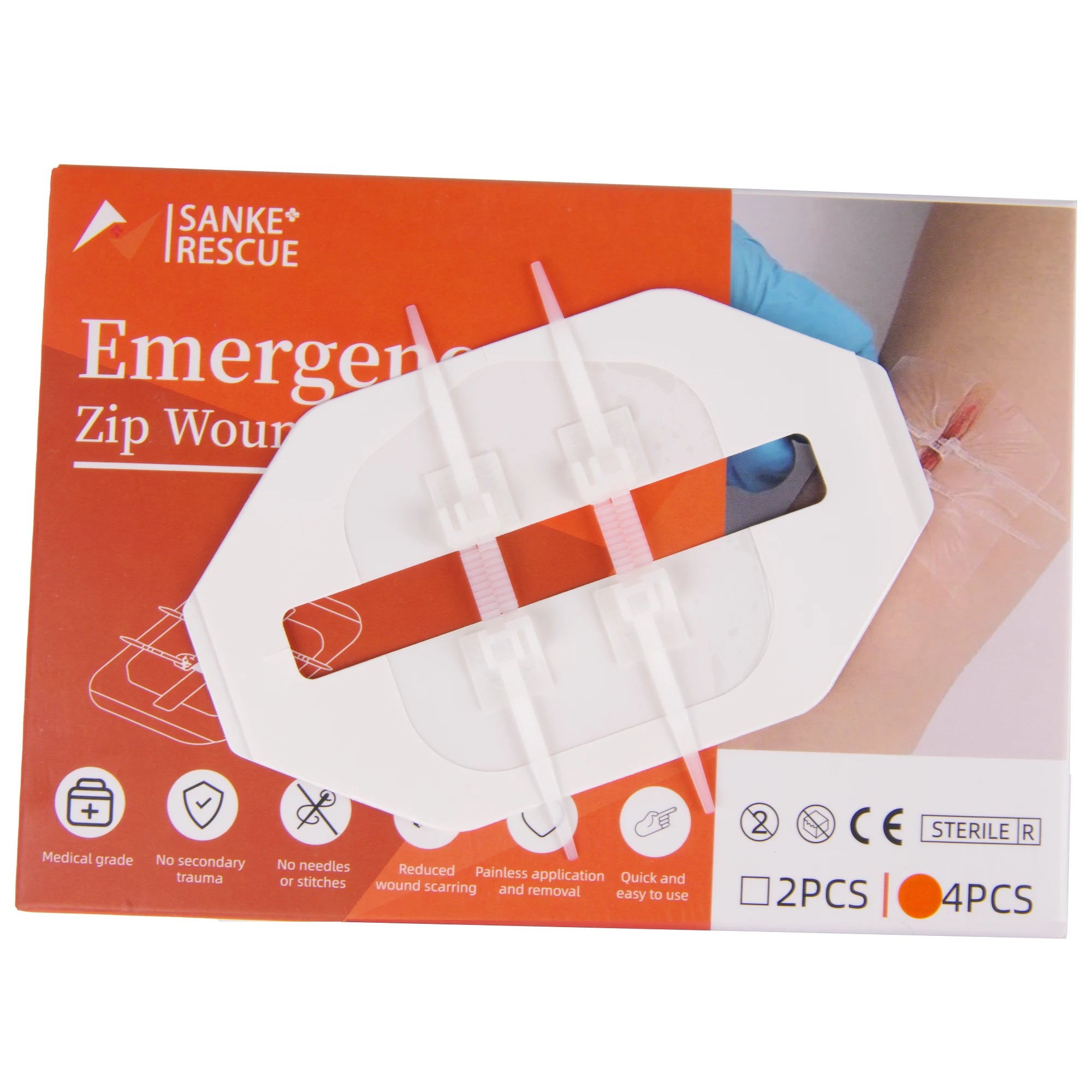 2-4PCS Zipper Painless Wound Closure Device Suture-free Wound Dressing Closure Strips Kit Emergency Laceration Closures for Ifak