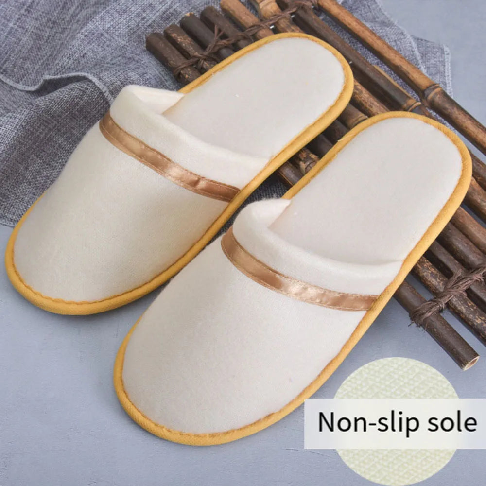 Winter Warm Plush Slippers For Women Men Hotel Guest Indoor Slippers Washable Non-slip Indoor Slippers Couple Bedroom Slipper