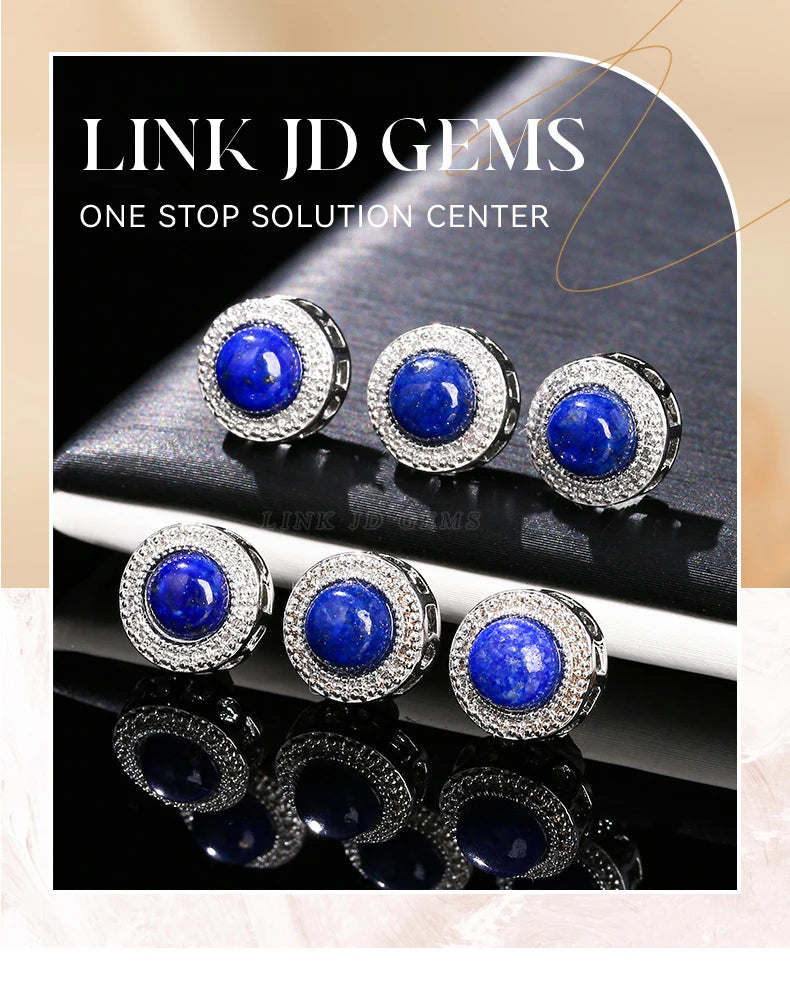 1 Pc Natural Stone Lapis Lazuli Round Cabochon Inlaid Magic Box Bead With Hole Pendant For Jewerly Making Diy Necklace Bracelet