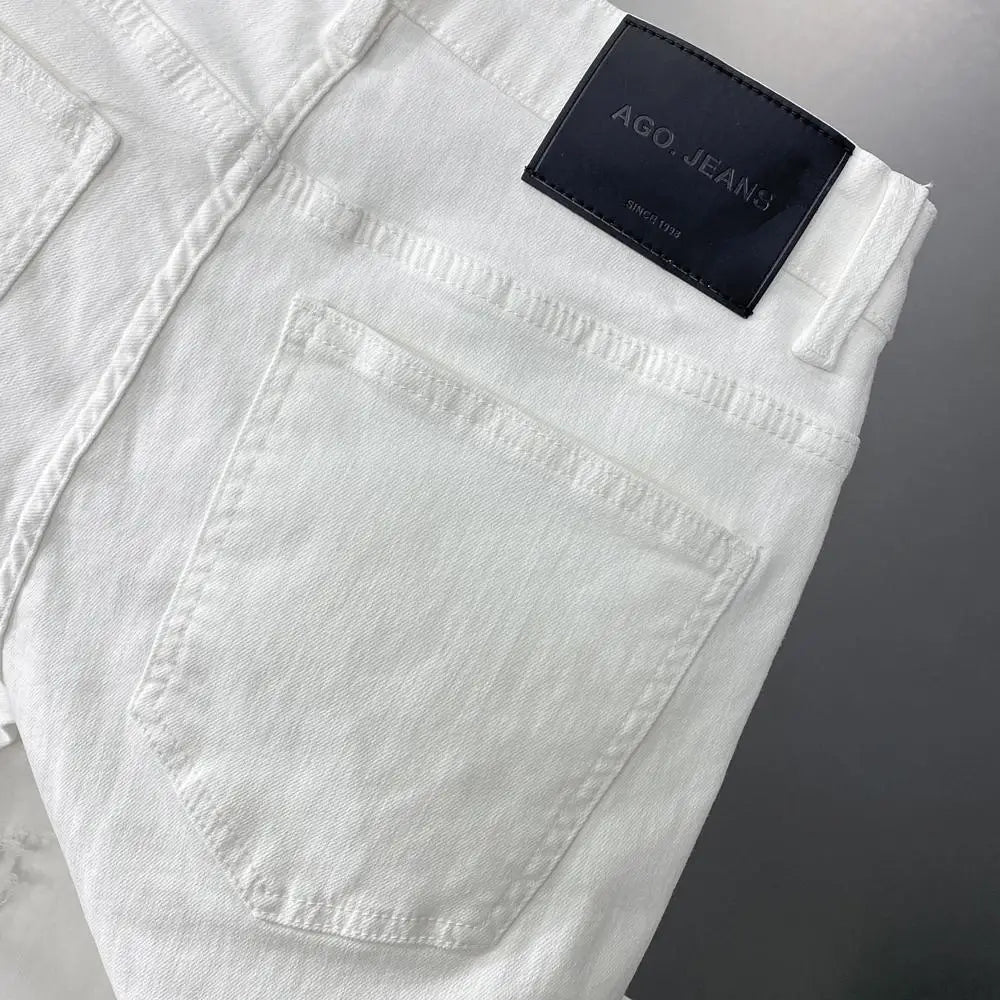 Ripped Jeans Men's Summer Thin Casual Elastic Versatile White Jeans Men's Korean Trendy Pants denim men clothing cargo pants