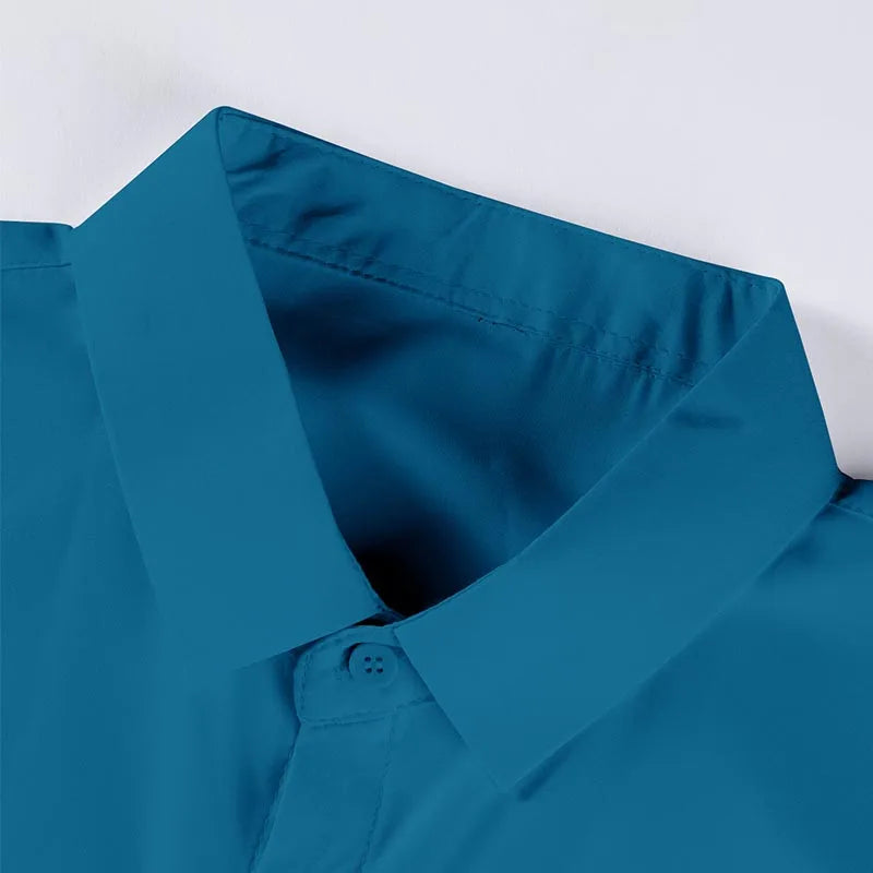 New Men's Business Casual Solid Color Short Sleeved Shirt for Summer Fashion No Ironing Comfortable and Versatile Top