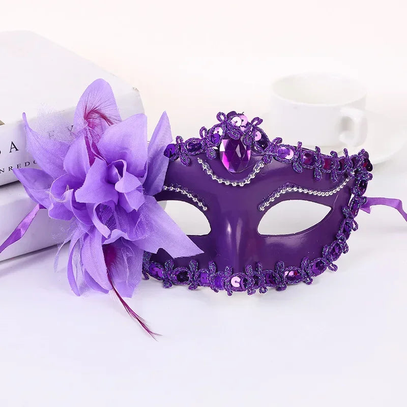 Halloween Princess Half Face Mask Mask Makeup Ball Lily Flower Mask Party Princess Sexy Half Face Mask Stage Performance Mask