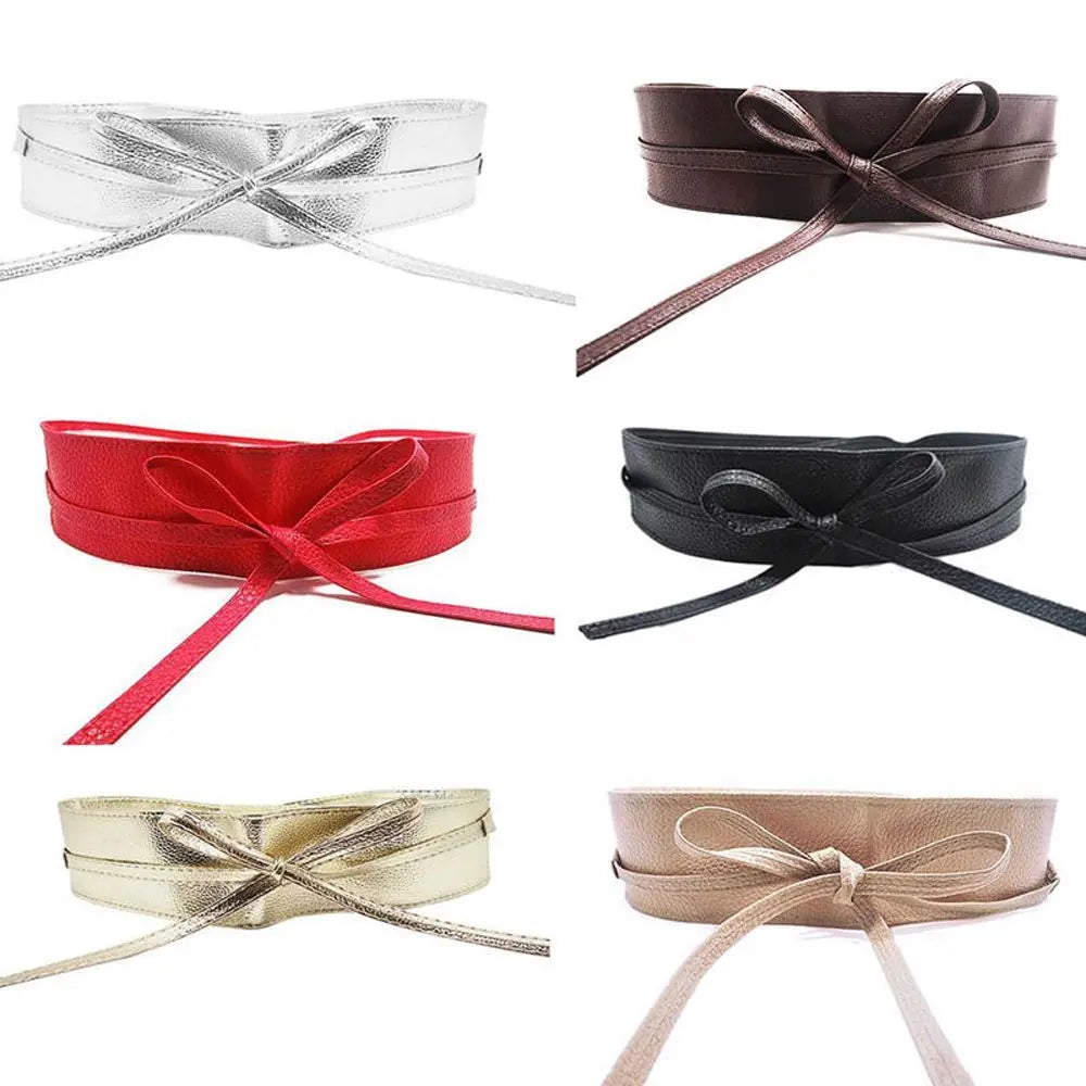 Dress Accessories for Female Cummerbunds Wide Self Tie Wrap Around Waist Band Elegant Bow Belt Ladies  Girls Belt Dress Belt