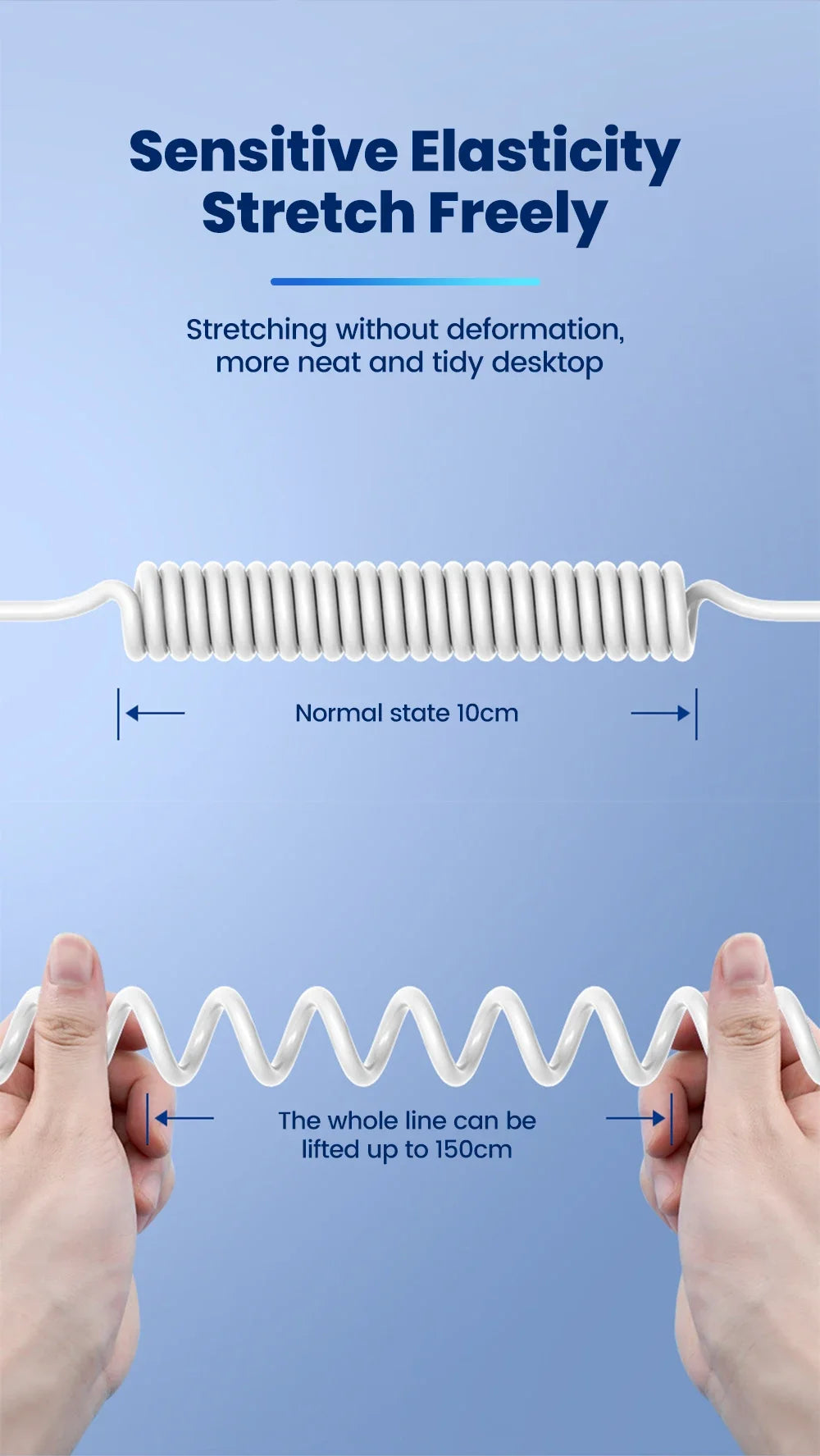 120W 3-in-1 USB C Cable Super Fast Charging Spring Retractable Data Cable For iPhone Huawei Xiaomi Phone Quick Charger Data Cord