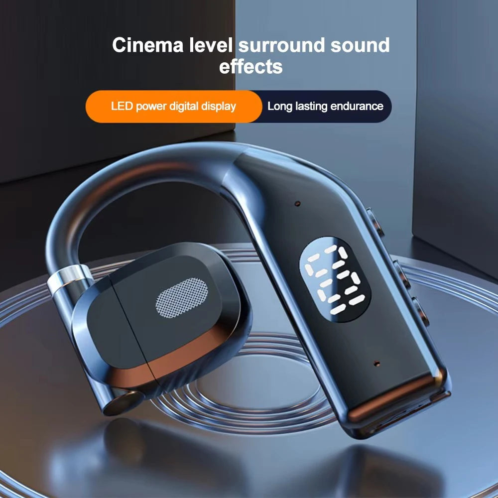 LED Single Earphones Long Standby Business Headphones Waterproof Mono Headset Outdoor Call Bluetooth 5.3 Wireless Earbuds