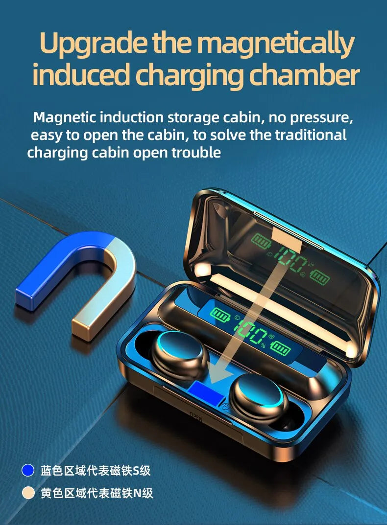 Wireless Bluetooth Earphones TWS Headphones LED Digital Display Binaural Headset Waterproof HD Calling Noise Reduction Headphone