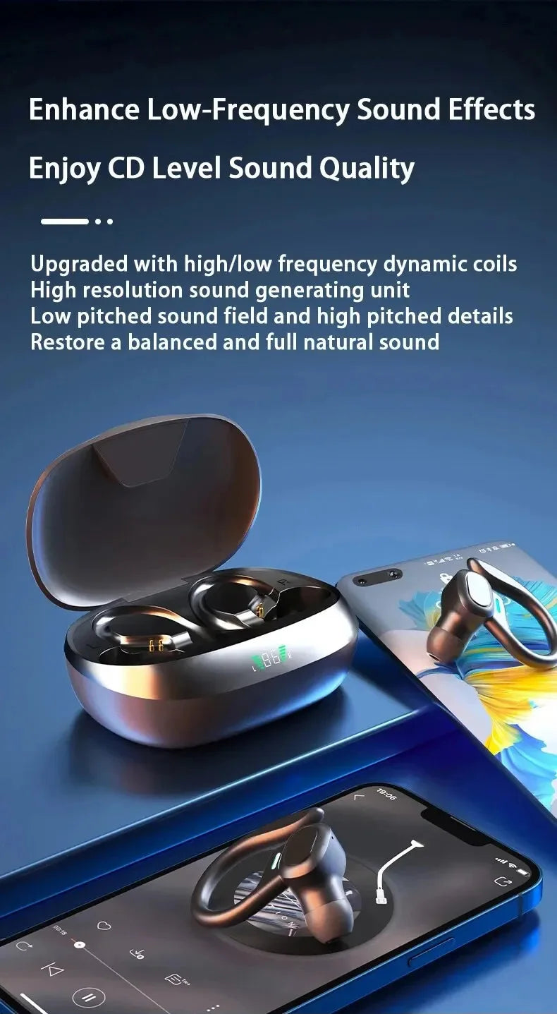 Original Wireless Earphones Ture Wireless Earbuds Ear Hook Sports HiFI Stereo Waterproof Headset With Mic TWS Headphone