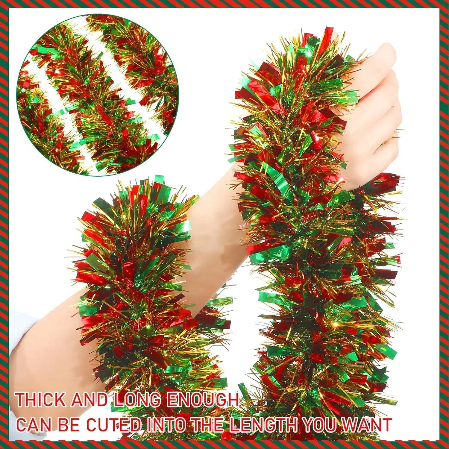 Christmas Tinsel Garlands Decoration Bar Tops Red Green Wreath Xmas Tree Ornaments Party Home Staircase Decor Pendant Prop