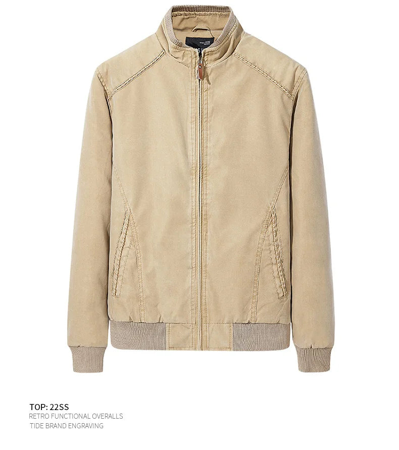 Men Denim Jacket Retro Fashion Cotton Slim Fit Vertical Collar Motorcycle Jackets Autumn 2025 Man Jeans Coats Plus Size Clothes